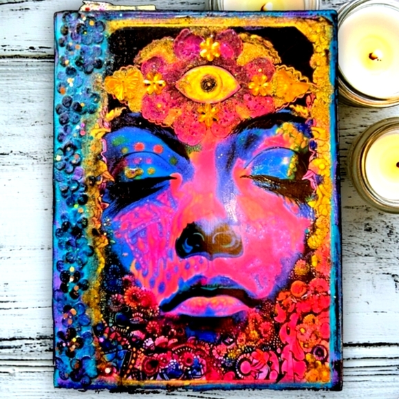 Journal Psychedelic Third Eye Sparkly Composition Journal Set Lined Wide Ruled - Picture 7 of 8